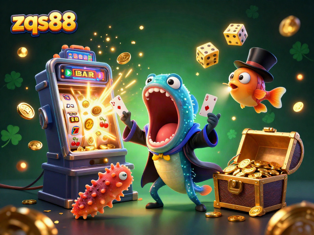 Experience thrilling casino action with zqs88's vibrant underwater illustration featuring magical characters.