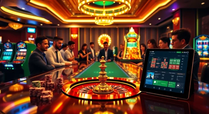 Exciting UU88 casino experience with vibrant gaming elements like poker chips and roulette.