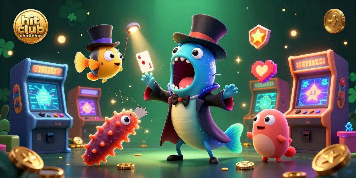 hit club chính thức showcasing an underwater casino scene with vibrant 3D characters performing tricks.