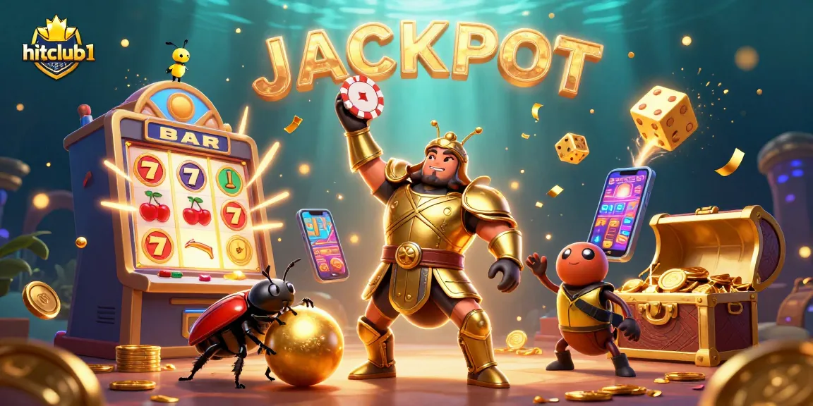 Engage with hitclub1 and experience the thrill of jackpots in this vibrant casino-themed illustration.