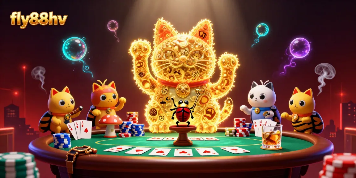 Engage with the vibrant world of fly88hv through a dynamic 3D casino scene symbolizing fortune and gaming excitement.