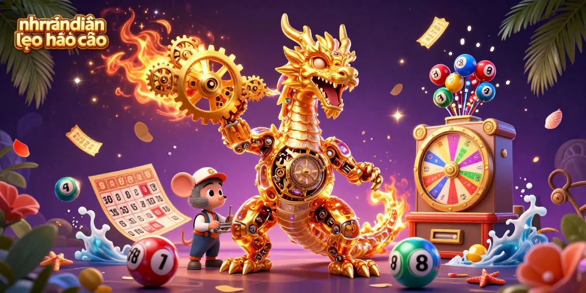 Engage in nhận định kèo nhà cái analysis with golden dragon, dynamic lottery balls, and vibrant casino elements.