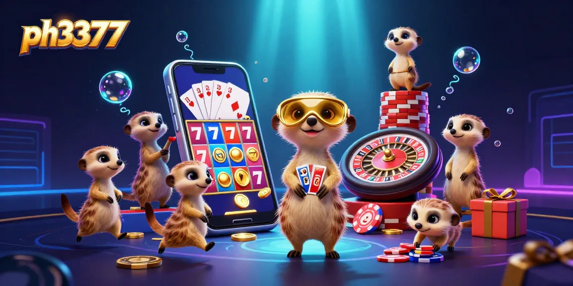 Join the excitement at ph3377 with a dynamic meerkat casino scene showcasing fun and winning opportunities.