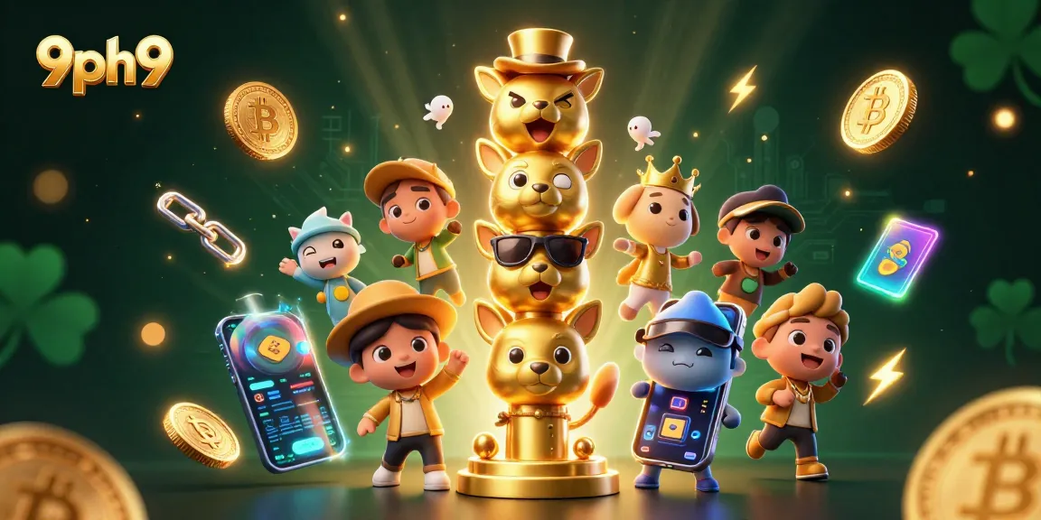 Engage with exciting casino gameplay at 9ph9, featuring a dynamic 3D totem pole and cryptocurrency elements.