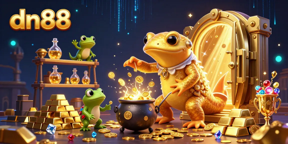Experience vibrant gameplay at dn88 with golden treasures and magical elements in a captivating casino scene.