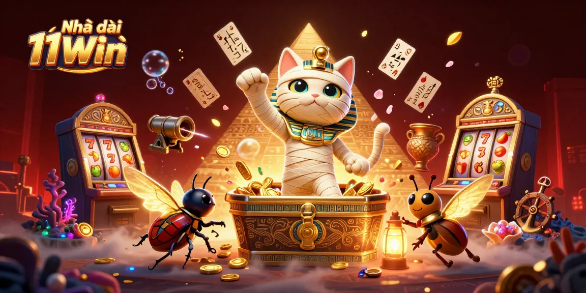 Experience thrilling gaming at Nhà cái 11Win with captivating Egyptian-themed 3D casino art.